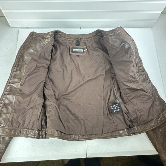 Brown Leather Moto Racing Biker Jacket Womens Small Full Zip Quilted Butter Soft - Picture 6 of 13